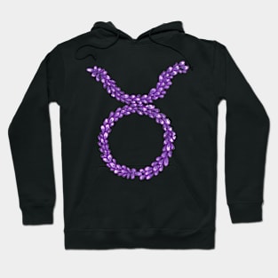 Hand Drawn Lavender Taurus Zodiac Sign in Watercolor and Ink Hoodie